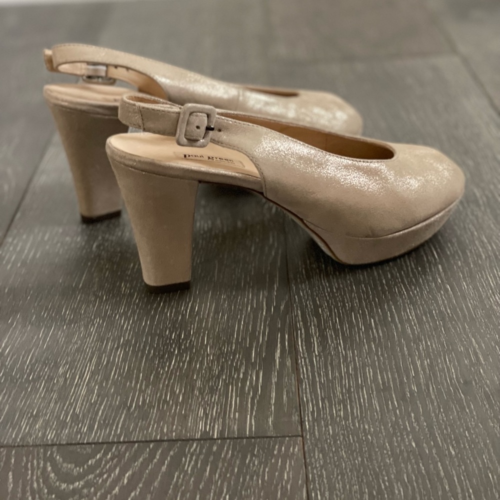 Paul Green Metallic Gold Peep Toe Heels Size 8 UK 5.5